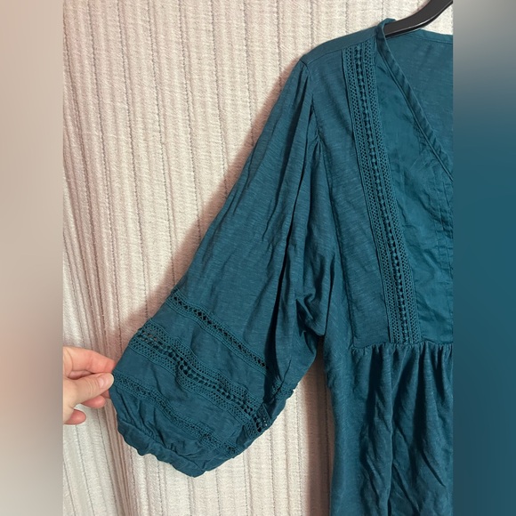 Anthropologie Teal Blouse with Button Accents - Picture 2 of 5